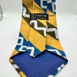 Lanvin premium fabric Abstract Tie – Yellow, Blue, Green 1970s